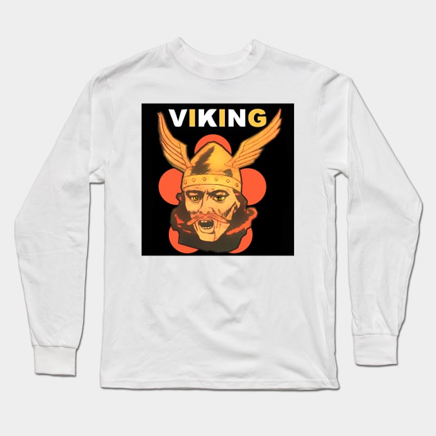 Viking warrior with winged helmet and mustache Long Sleeve T-Shirt by Marccelus